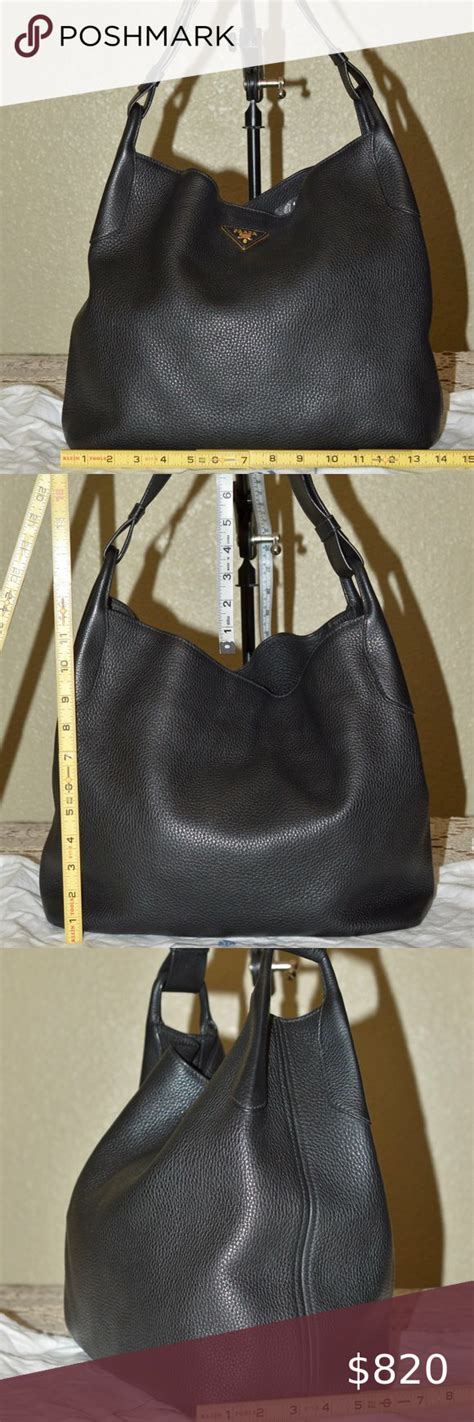 prada large bag black pebbled leather shoullder